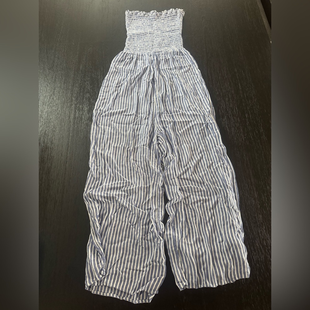 Charlotte Russe Blue and White Striped Jumpsuit (Like NEW)